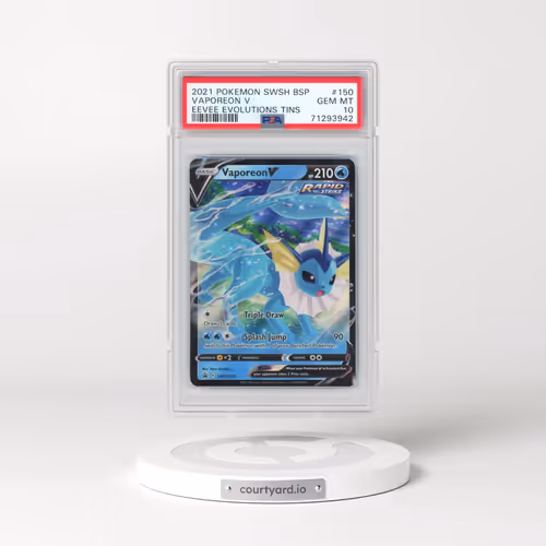 2021 Pokémon Swsh Black Star Promo #150 Vaporeon V - Holo Eevee Evolutions Tins (PSA 10 GEM MINT)