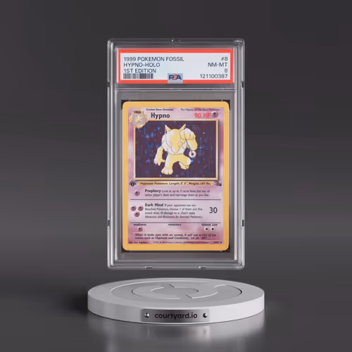 1999 Pokémon Fossil #8 Hypno - 1st Edition Holo (PSA 8 NM-MT)