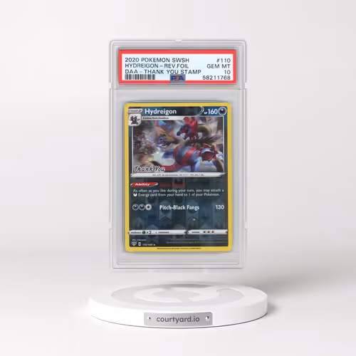 2020 Pokémon Sword & Shield Darkness Ablaze #110 Hydreigon - Reverse Foil Thank You Stamp (PSA 10 GE