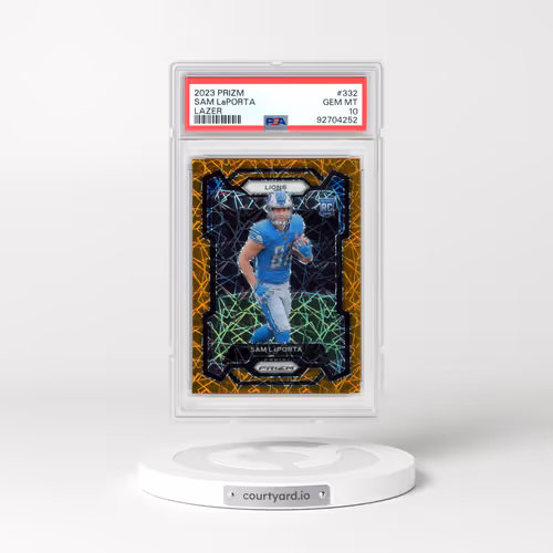 2023 Panini Prizm #332 Sam LaPorta - Lazer Prizm (PSA 10 GEM MINT)
