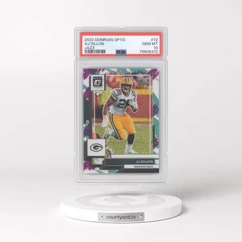 2022 Panini Donruss Optic #72 AJ Dillon - Jazz (PSA 10 GEM MINT)