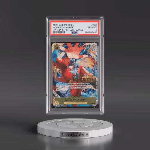 2023 One Piece Promos #036 Monkey D. Luffy - Kingdoms of Intrigue Pre-Release-Winner (PSA 10 GEM MIN