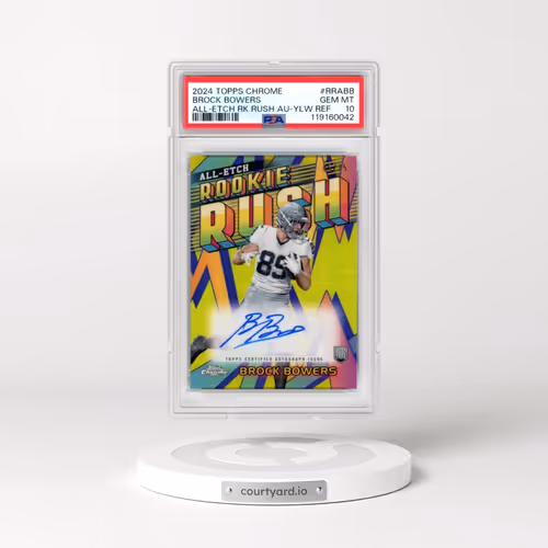 2024 Topps Chrome Chrome All-Etch Rookie Rush Autographs #RRABB Brock Bowers - Yellow Refractor (PSA