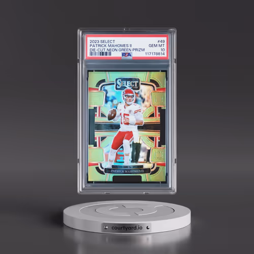 2023 Panini Select #49 Patrick Mahomes II - Die-Cut Neon Green Prizm (PSA 10 GEM MINT)