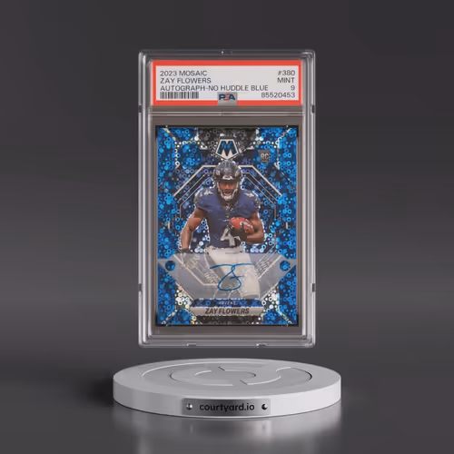 2023 Panini Mosaic #380 Zay Flowers - Autograph-No Huddle Blue (PSA 9 MINT)