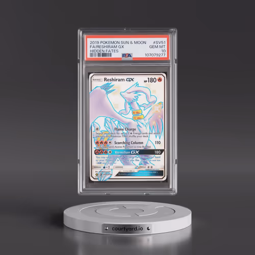2019 Pokémon Sun & Moon Hidden Fates #SV51 Reshiram GX - Holo Full Art (PSA 10 GEM MINT)
