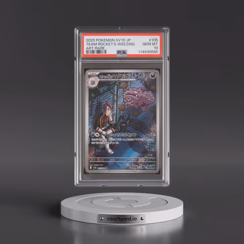 2025 Pokémon SV10-Glory of Team Rocket #105 Team Rocket's Weezing - Art Rare (PSA 10 GEM MINT)