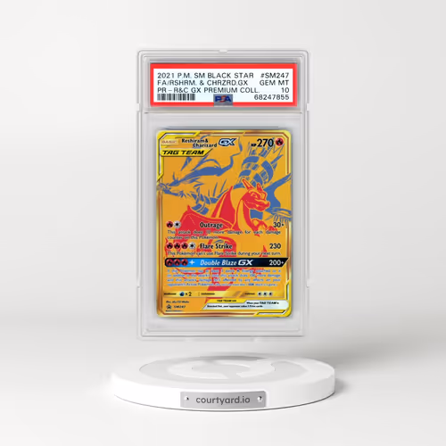 2021 Pokémon SM Black Star Promo #SM247 Reshiram & Charizard GX - Holo Full Art Reshiram & Charizard GX Premium Collection (PSA 10 GEM MINT)