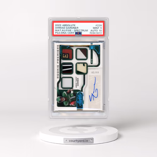 2022 Panini Absolute #228 Ahmad "Sauce" Gardner - Material Autograph Five-Spectrum (PSA 9 MINT)