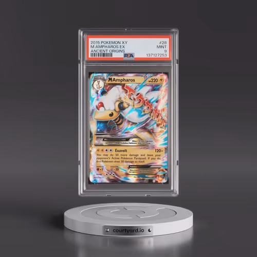 2015 Pokémon XY Ancient Origins #28 M Ampharos EX - Holo (PSA 9 MINT)