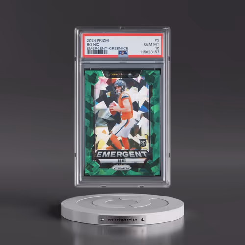 2024 Panini Prizm Emergent #3 Bo Nix - Green Ice (PSA 10 GEM MINT)