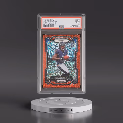 2023 Panini Prizm #307 Zay Flowers - Red Sparkle (PSA 9 MINT)