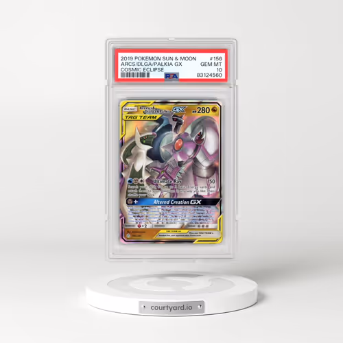 2019 Pokémon Sun & Moon Cosmic Eclipse #156 Arceus & Dialga & Palkia GX - Holo (PSA 10 GEM MINT)