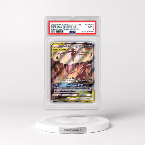 2020 Pokémon SM Black Star Promo #SM240 Espeon & Deoxys GX - Holo Tag Team Powers Collection (PSA 9 MINT)