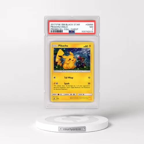2017 Pokémon SM Black Star Promo #SM86 Pikachu - Holo Shining Legends Collector Chest (PSA 7 NM)