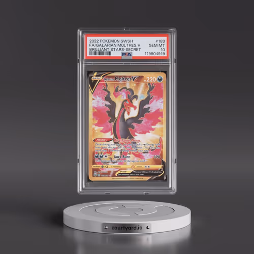 2022 Pokémon Sword & Shield Brilliant Stars #183 Galarian Moltres V - Holo Full Art Secret (PSA 10 G