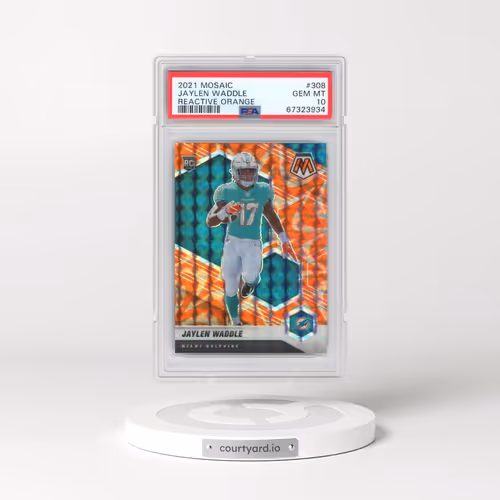 2021 Panini Mosaic #308 Jaylen Waddle - Reactive Orange (PSA 10 GEM MINT)