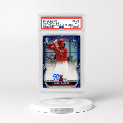 2023 Bowman Chrome Prospect Autographs #CPARD Randy de Jesus - Blue Lunar Crater Refractor (PSA 9 MINT)