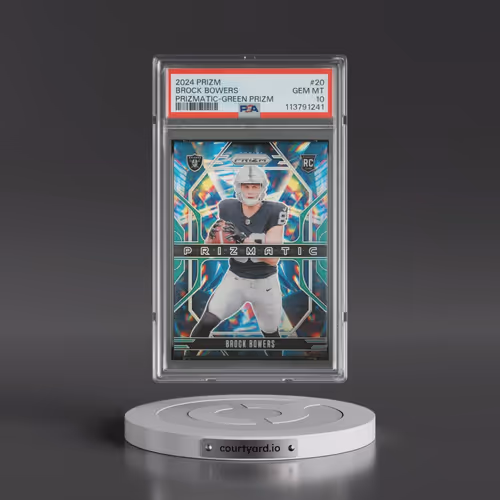 2024 Panini Prizm Prizmatic #20 Brock Bowers - Green Prizm (PSA 10 GEM MINT)
