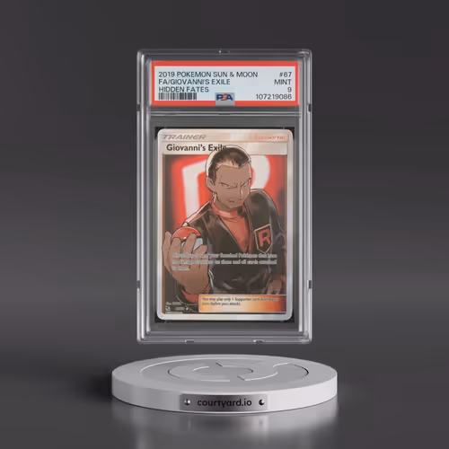 2019 Pokémon Sun & Moon Hidden Fates #67 Giovanni's Exile - Full Art (PSA 9 MINT)