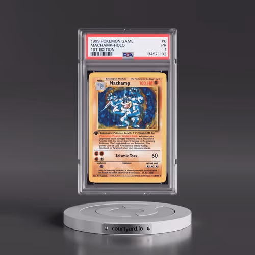 1999 Pokémon Game #8 Machamp - 1st Edition Holo (PSA 1 PR)