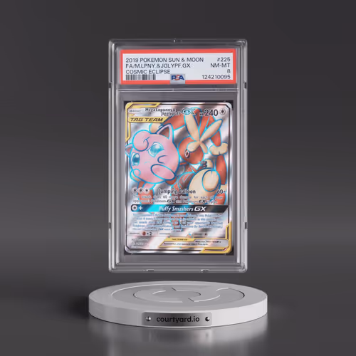 2019 Pokémon Sun & Moon Cosmic Eclipse #225 Mega Lopunny & Jigglypuff GX - Holo Full Art (PSA 8 NM-M