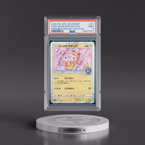 2018 Pokémon SM Promo #211 Cherry Blossom Afro Pikachu - Pokemon Center Tokyo DX (PSA 9 MINT)