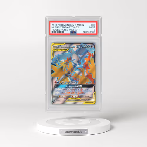 2019 Pokémon Sun & Moon Hidden Fates #66 Moltres & Zapdos & Articuno GX - Holo Full Art (PSA 9 MINT)