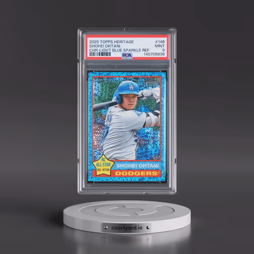 2025 Topps Heritage #148 Shohei Ohtani - Chrome-Light Blue Sparkle Refractor (PSA 9 MINT)