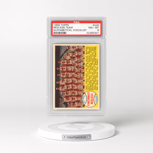 1958 Topps #428 Redlegs Team - Alphabetical Checklist (PSA 8 NM-MT)