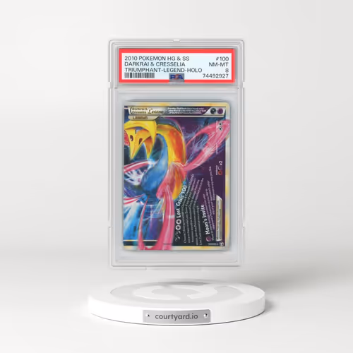2010 Pokémon Heartgold & Soulsilver Triumphant #100 Darkrai & Cresselia Legend - Holo (PSA 8 NM-MT)