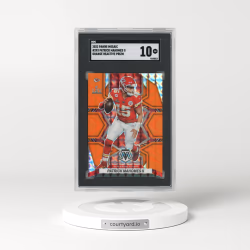 2022 Panini Mosaic #293 Patrick Mahomes II - Orange Reactive Prizm (SGC 10 GEM MINT)