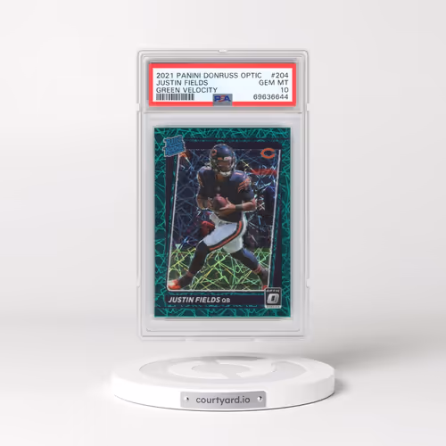 2021 Panini Donruss Optic #204 Justin Fields - Green Velocity (PSA 10 GEM MINT)