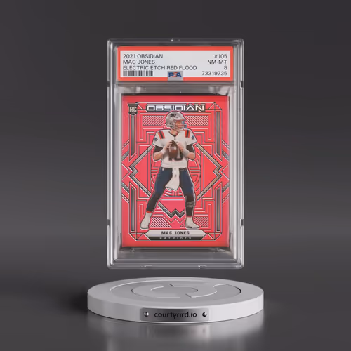 2021 Panini Obsidian #105 Mac Jones - Electric Etch Red Flood (PSA 8 NM-MT)
