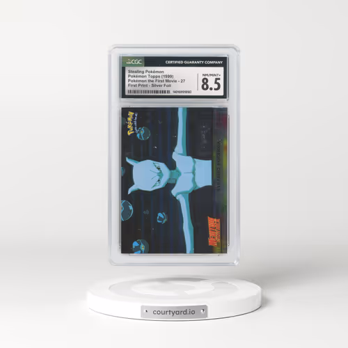 1999 Pokémon the First Movie #27 Stealing Pokémon - First Print (Blue Topps Logo) Silver Foil (CGC 8.5 NM-MT+)