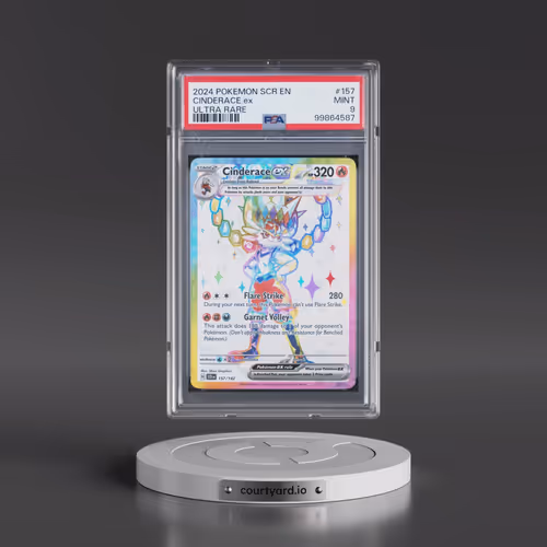 2024 Pokémon Scr EN-Stellar Crown #157 Cinderace EX - Holo Ultra Rare (PSA 9 MINT)
