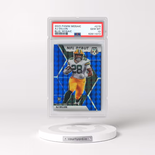 2020 Panini Mosaic #279 AJ Dillon - Blue Mosaic (PSA 10 GEM MINT)