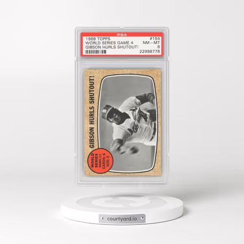1968 Topps #154 World Series Game 4 - Gibson Hurls Shutout! (PSA 8 NM-MT)