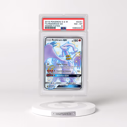 2019 Pokémon Sun & Moon Hidden Fates #SV51 Reshiram GX - Holo Full Art (PSA 8 NM-MT)