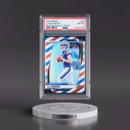 2024 Panini Prizm #400 JJ McCarthy - Red/White/Blue Prizm (PSA 8 NM-MT)