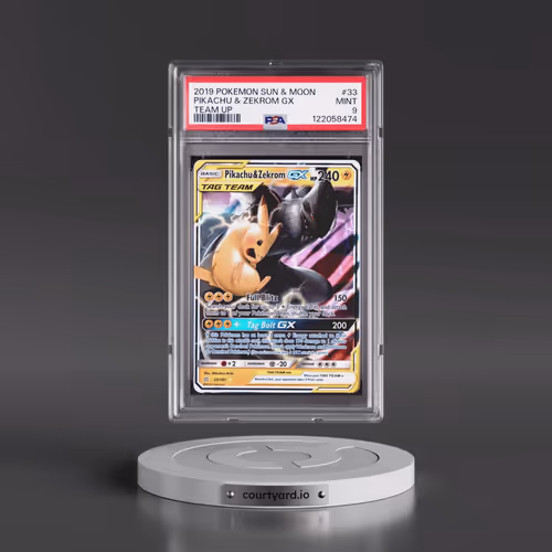 2019 Pokémon Sun & Moon Team Up #33 Pikachu & Zekrom GX - Holo (PSA 9 MINT)