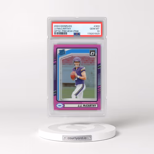 2024 Panini Donruss #303 JJ McCarthy - Optic Preview-Pink (PSA 10 GEM MINT)