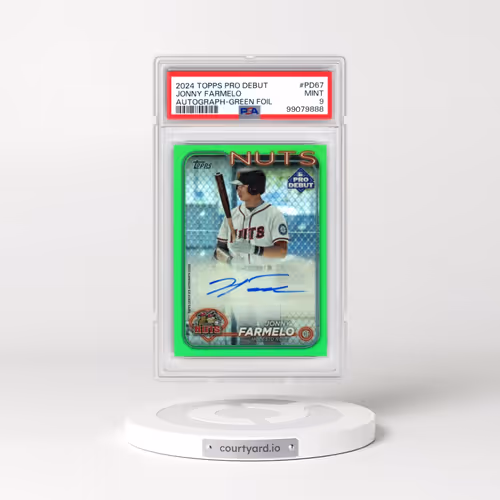 2024 Topps Pro Debut #PD67 Jonny Farmelo - Autograph-Green Foil (PSA 9 MINT)