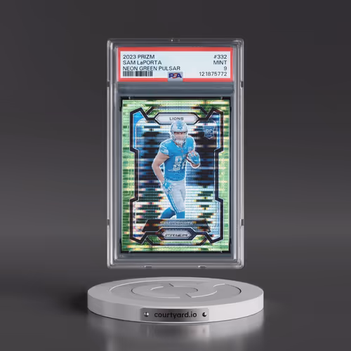 2023 Panini Prizm #332 Sam LaPorta - Neon Green Pulsar (PSA 9 MINT)