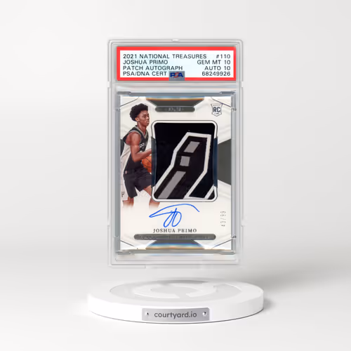2021 Panini National Treasures #110 Joshua Primo - Patch Autograph (PSA 10 GEM MINT)