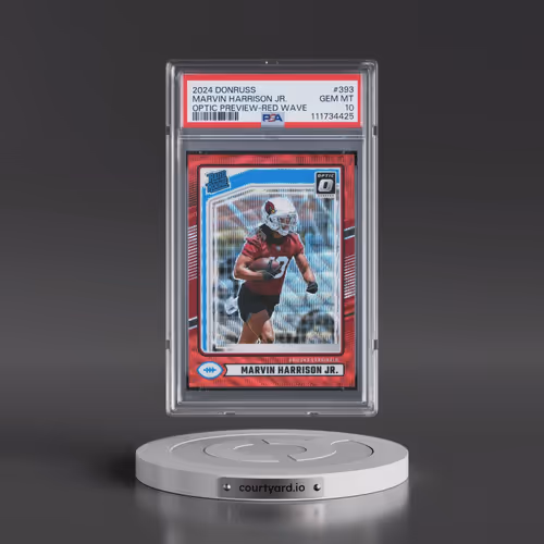 2024 Panini Donruss #393 Marvin Harrison Jr. - Optic Preview-Red Wave (PSA 10 GEM MINT)