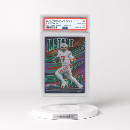 2023 Panini Prizm Draft Picks Instant Impact #II2 CJ Stroud - Green Prizm (PSA 10 GEM MINT)