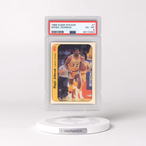 1986 Fleer Sticker #7 Magic Johnson (PSA 6 EX-MT)