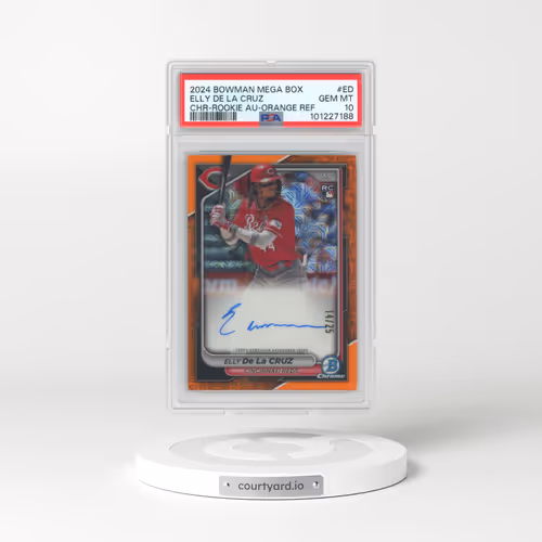 2024 Bowman Mega Box Chrome Bowman Rookie Mega Autographs #ED Elly de La Cruz - Orange Refractor (PSA 10 GEM MINT)