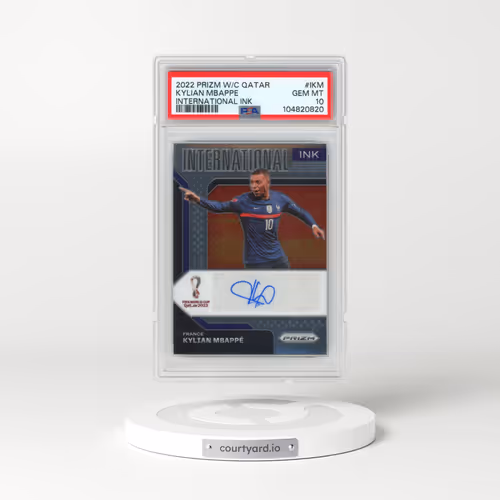 2022 Panini Prizm World Cup Qatar International Ink #IKM Kylian Mbappe (PSA 10 GEM MINT)